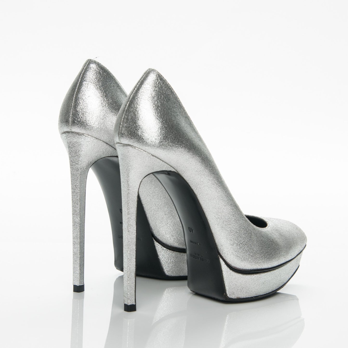 Metallic Calfskin Janis 105 Pumps 40 Silver