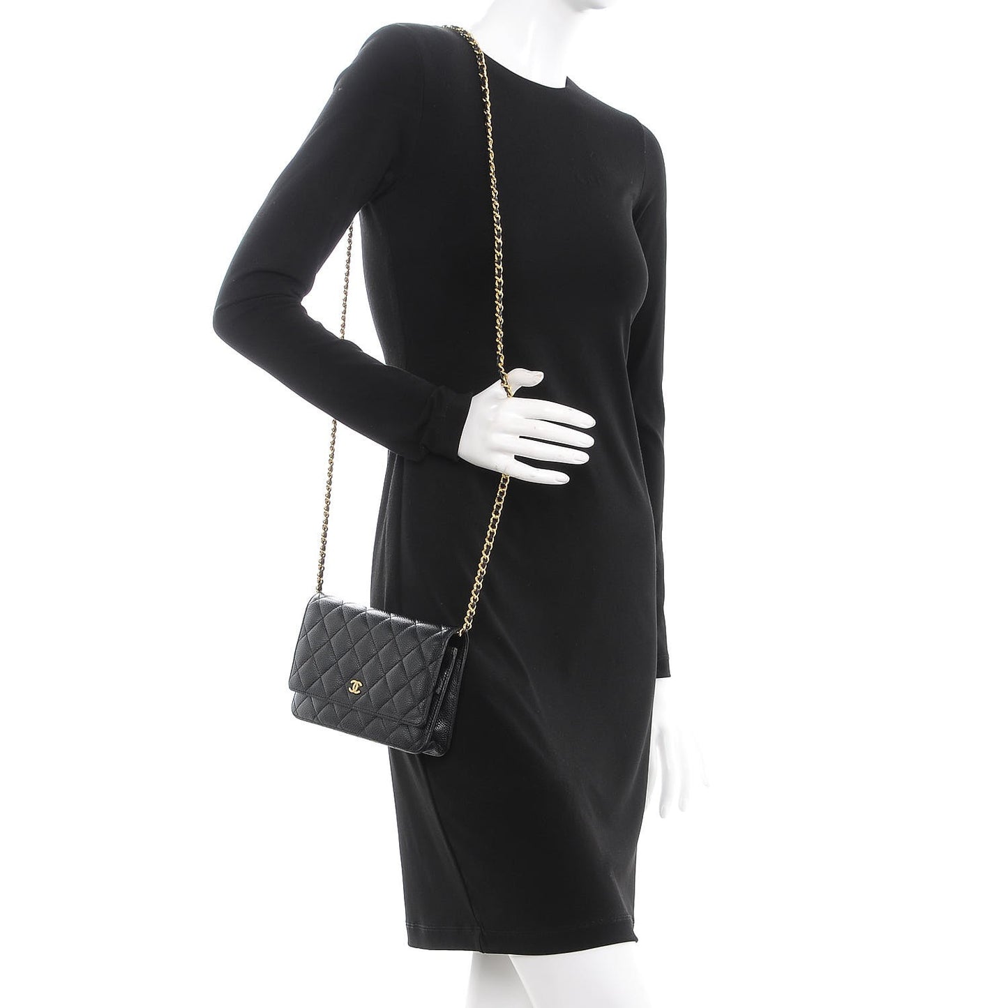 Caviar Quilted Wallet On Chain WOC Black