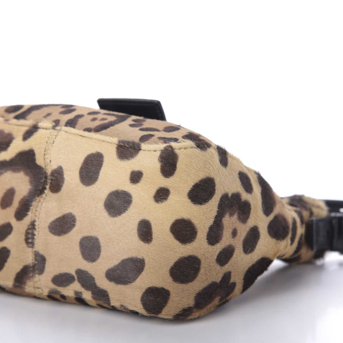 Calf Hair Leopard Print Shoulder Bag Brown