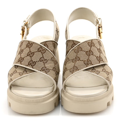 Gucci Monogram Granada Kid Trip 40/72mm Lug Sole Sandals 40 Beige Ebony Mystic White 3 of 9