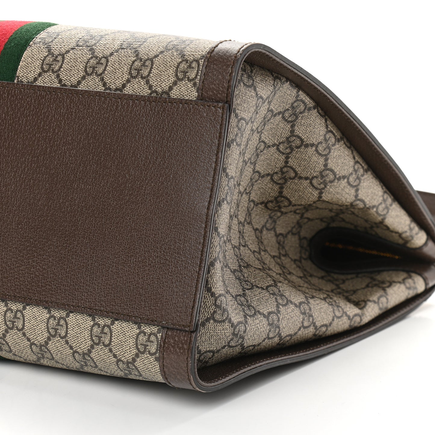 GG Supreme Monogram Web Medium Ophidia Tote Bag Brown
