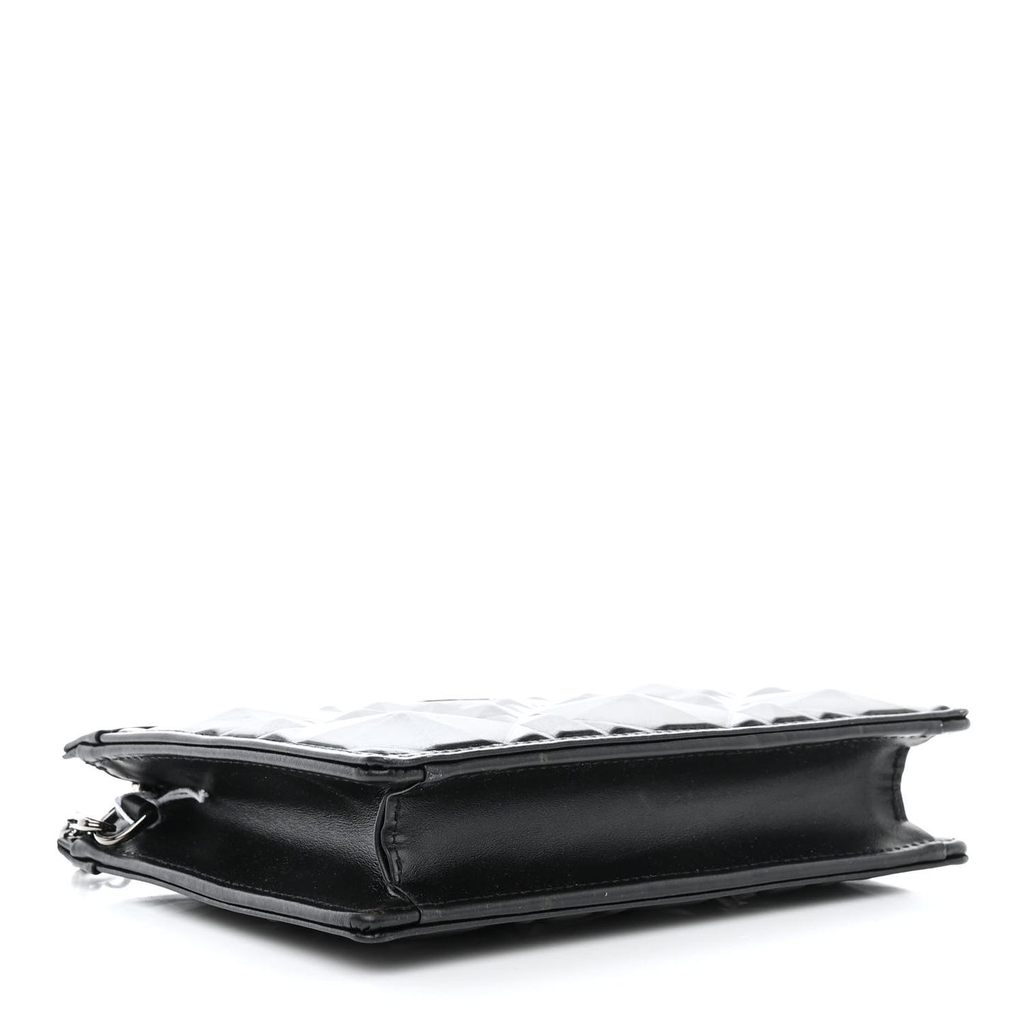 Calfskin Macrocannage Diamond Caro Zipped Pouch With Chain Black