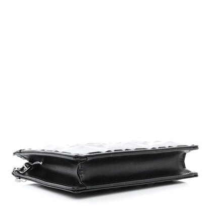Christian Dior Calfskin Macrocannage Diamond Caro Zipped Pouch With Chain Black 4 of 13