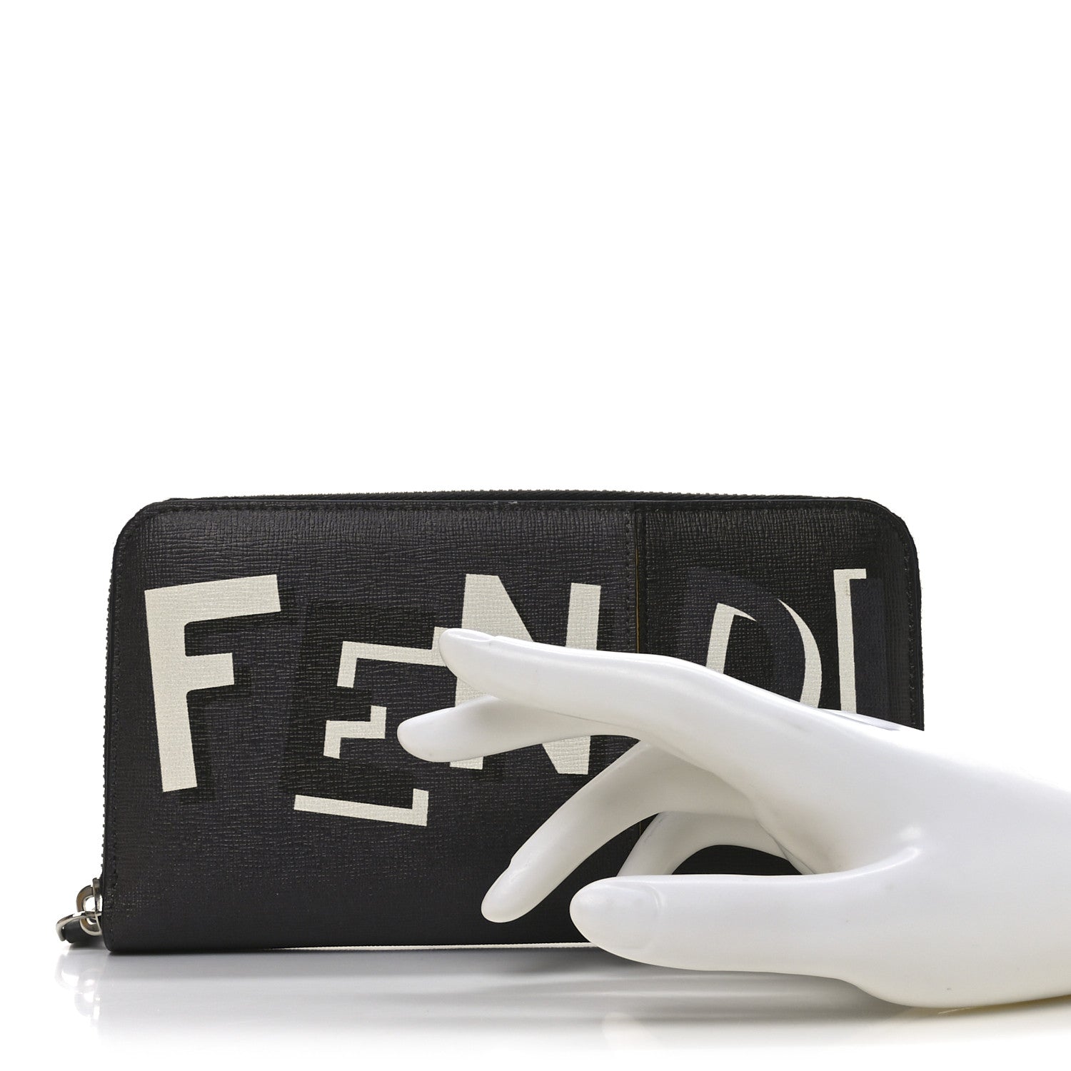 Fendi Vitello Elite Stampa Shadow Zip Around Wallet Asfalto Sunflower 2 of 8