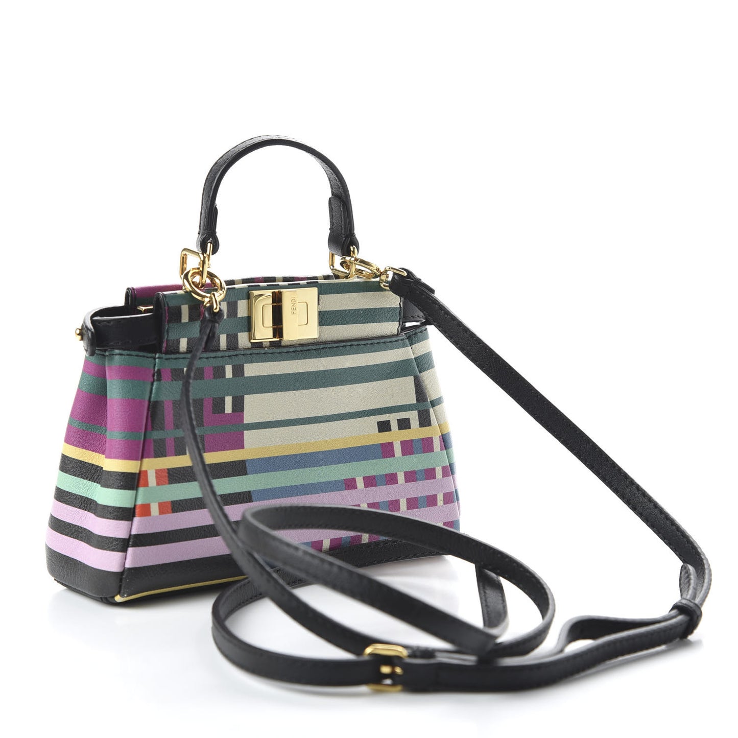 Vitello Seta Digital Print Micro Peekaboo Iconic Satchel Multicolor Black