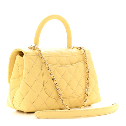 Chanel Caviar Quilted Mini Coco Handle Flap Yellow 3 of 11