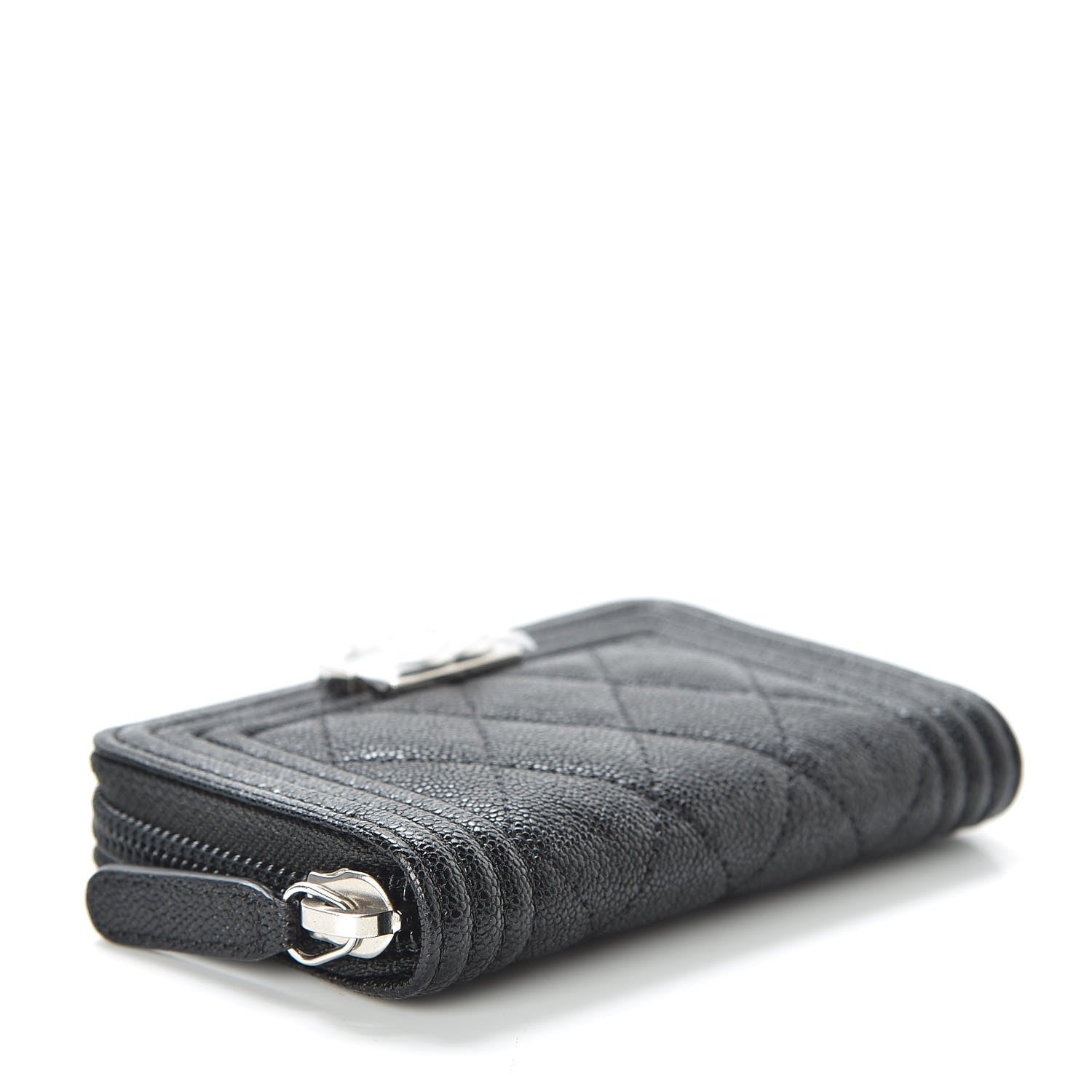 Chanel Caviar Quilted Boy Zip Around Coin Purse Wallet Black 4 of 8