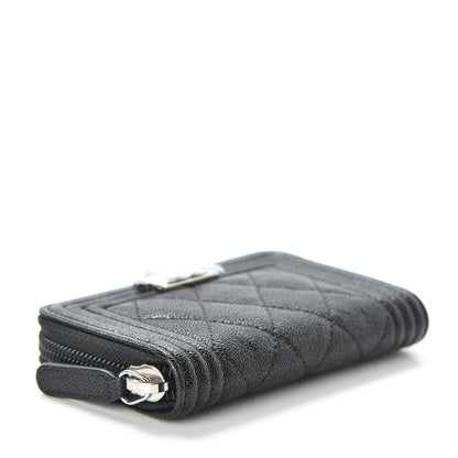 Chanel Caviar Quilted Boy Zip Around Coin Purse Wallet Black 4 of 8