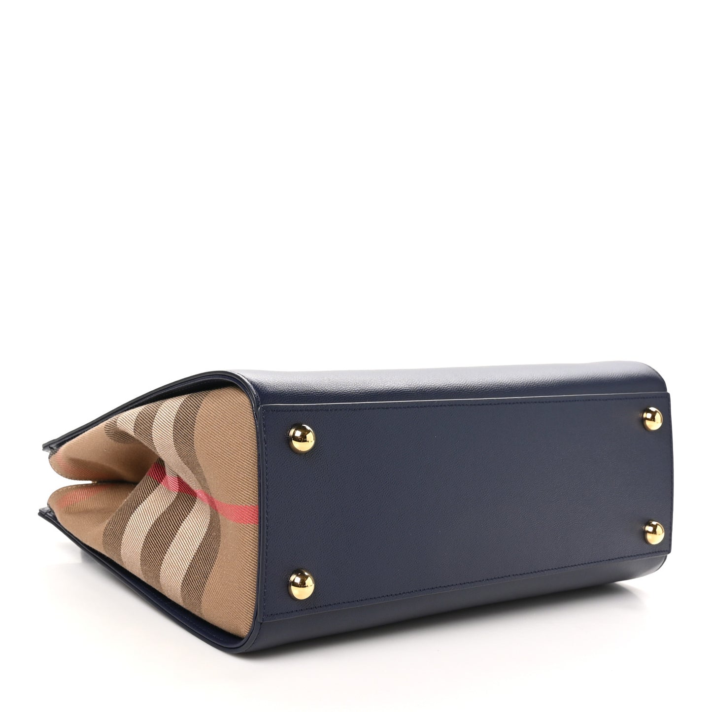 Calfskin Mega Check Small Banwell Tote Dark Canvas Blue
