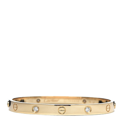 Cartier 18K Yellow Gold 4 Diamond LOVE Bracelet 18 1 of 7