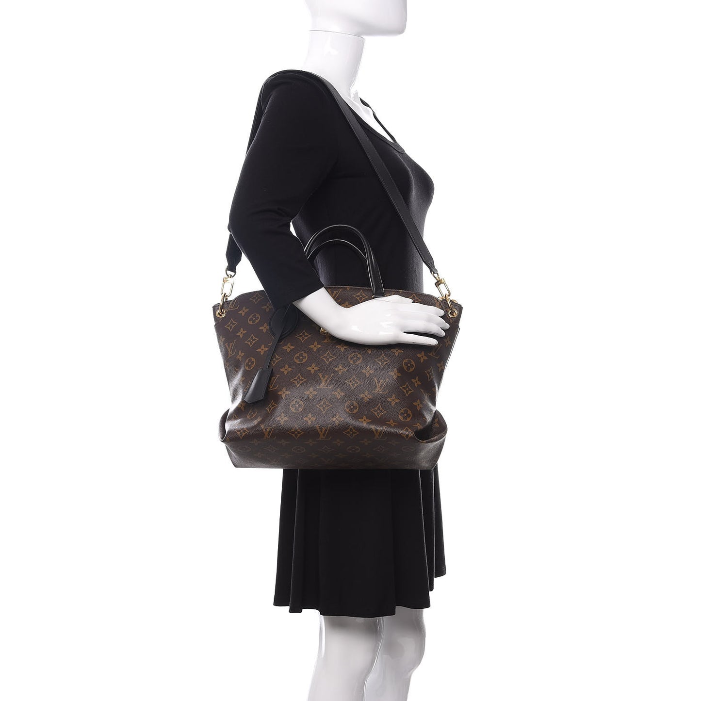 Monogram Flower Zipped Tote MM Black