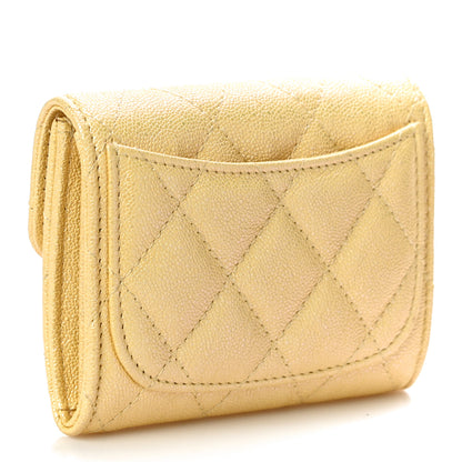 Chanel Iridescent Caviar Quilted Flap Card Holder Yellow 3 of 12