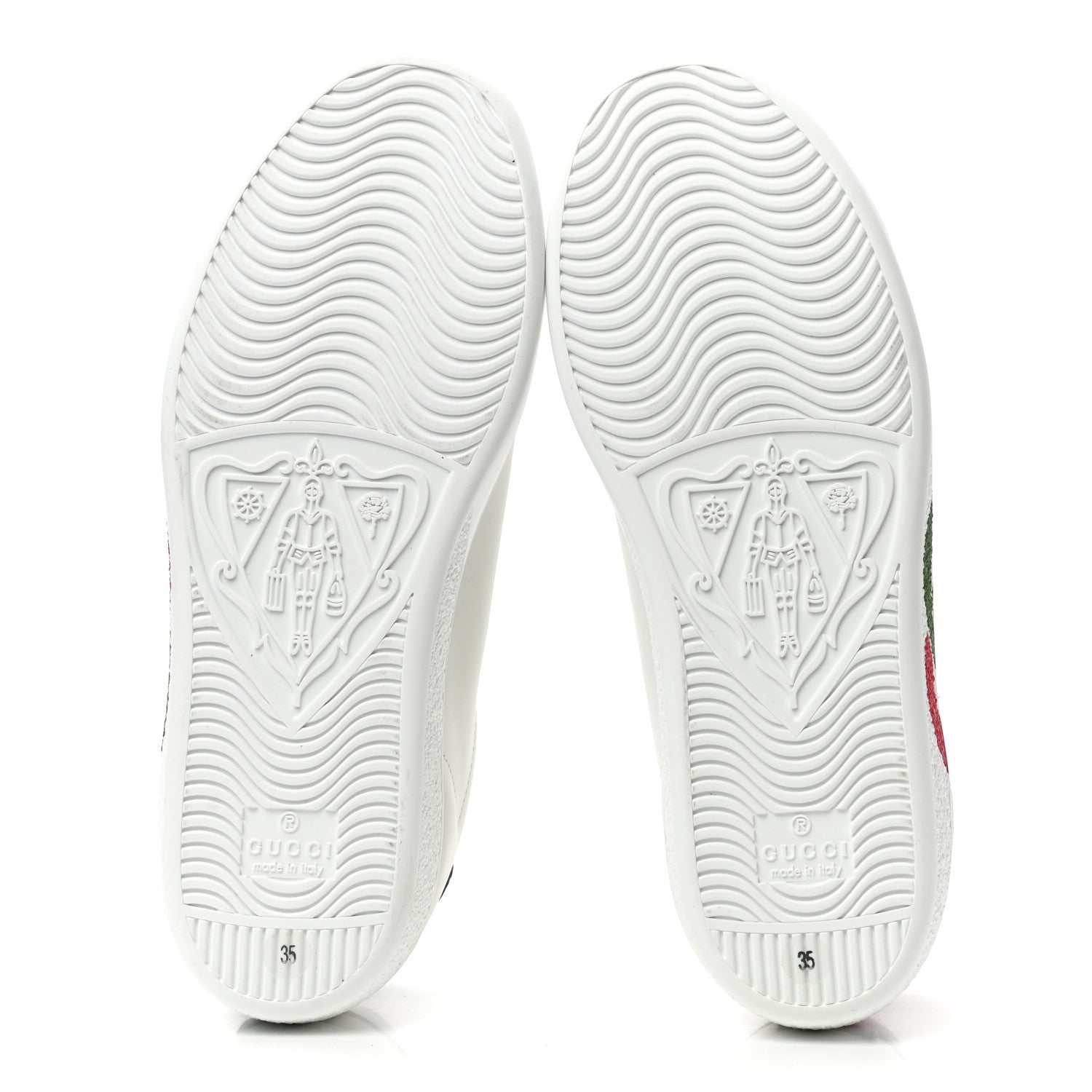 Gucci Calfskin Interlocking G Womens New Ace Sneakers 35 White Red Flame Green 5 of 8