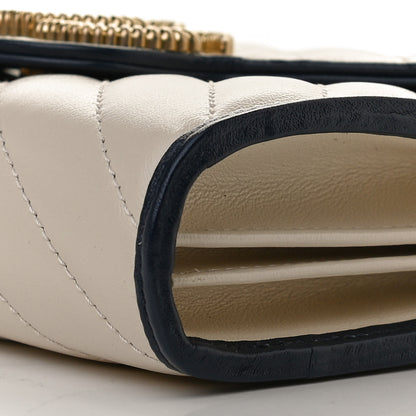 Gucci Vintage Effect Calfskin Matelasse Diagonal Torchon GG Marmont Chain Wallet Mystic White Blue Agata 9 of 10