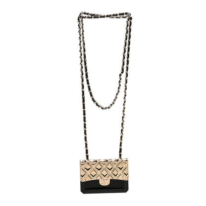 Chanel Metal Resin Lambskin Flap Bag Long Necklace Gold Black 3 of 5