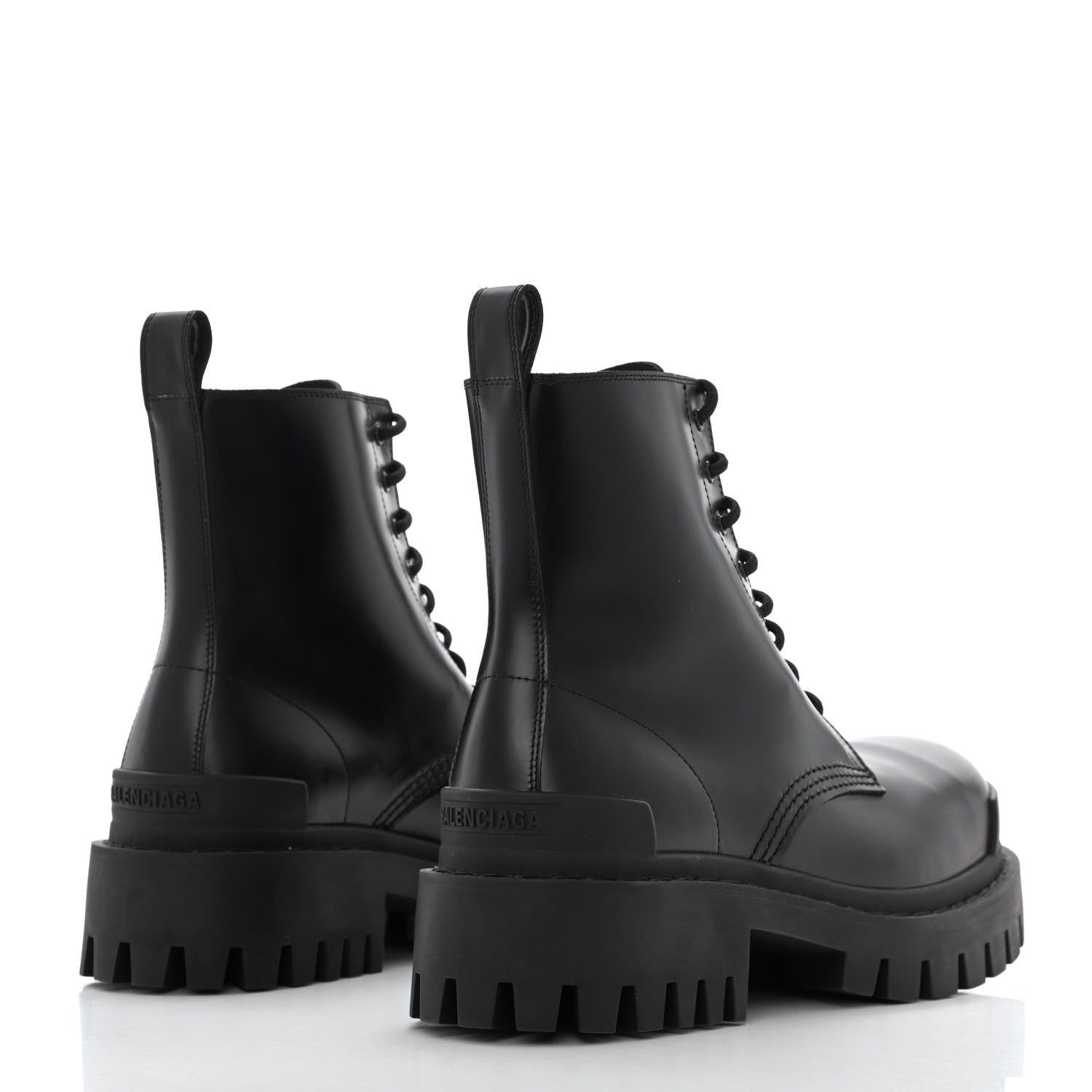 Balenciaga Calfskin Womens Strike 20mm Lace Up Boots 38 Black 4 of 12
