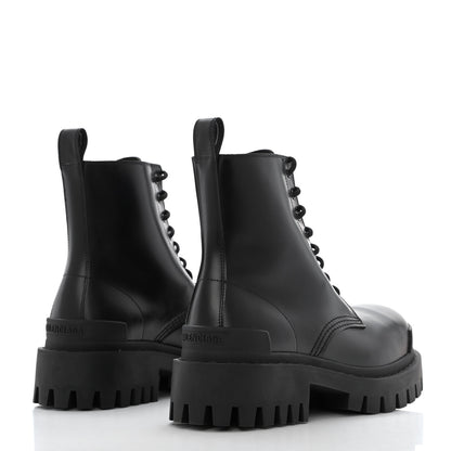 Balenciaga Calfskin Womens Strike 20mm Lace Up Boots 38 Black 4 of 12