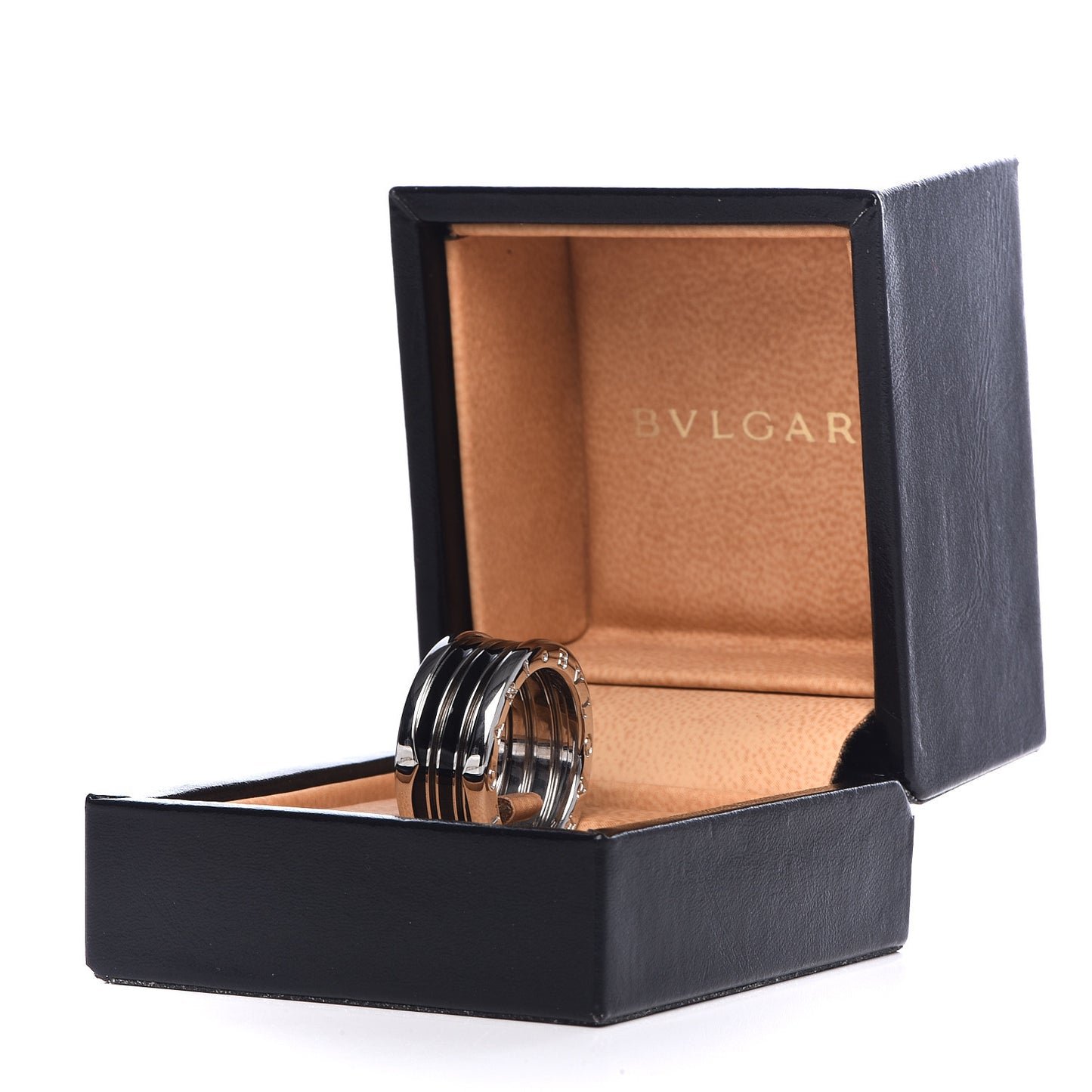 18K White Gold Black Enamel B.Zero1 Three-Band Ring 57 8