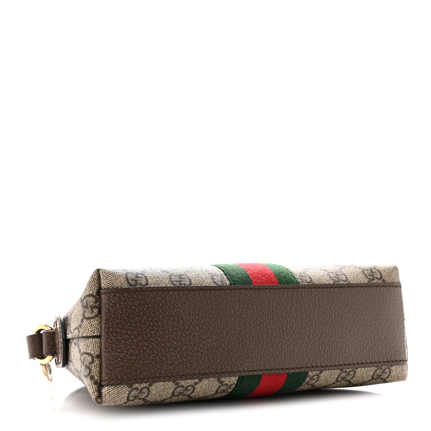 Gucci GG Supreme Monogram Textured Dollar Calfskin Web Small Ophidia Dome Shoulder Bag Beige Ebony New Acero Brown 4 of 12