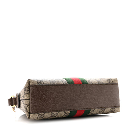 Gucci GG Supreme Monogram Textured Dollar Calfskin Web Small Ophidia Dome Shoulder Bag Beige Ebony New Acero Brown 4 of 12