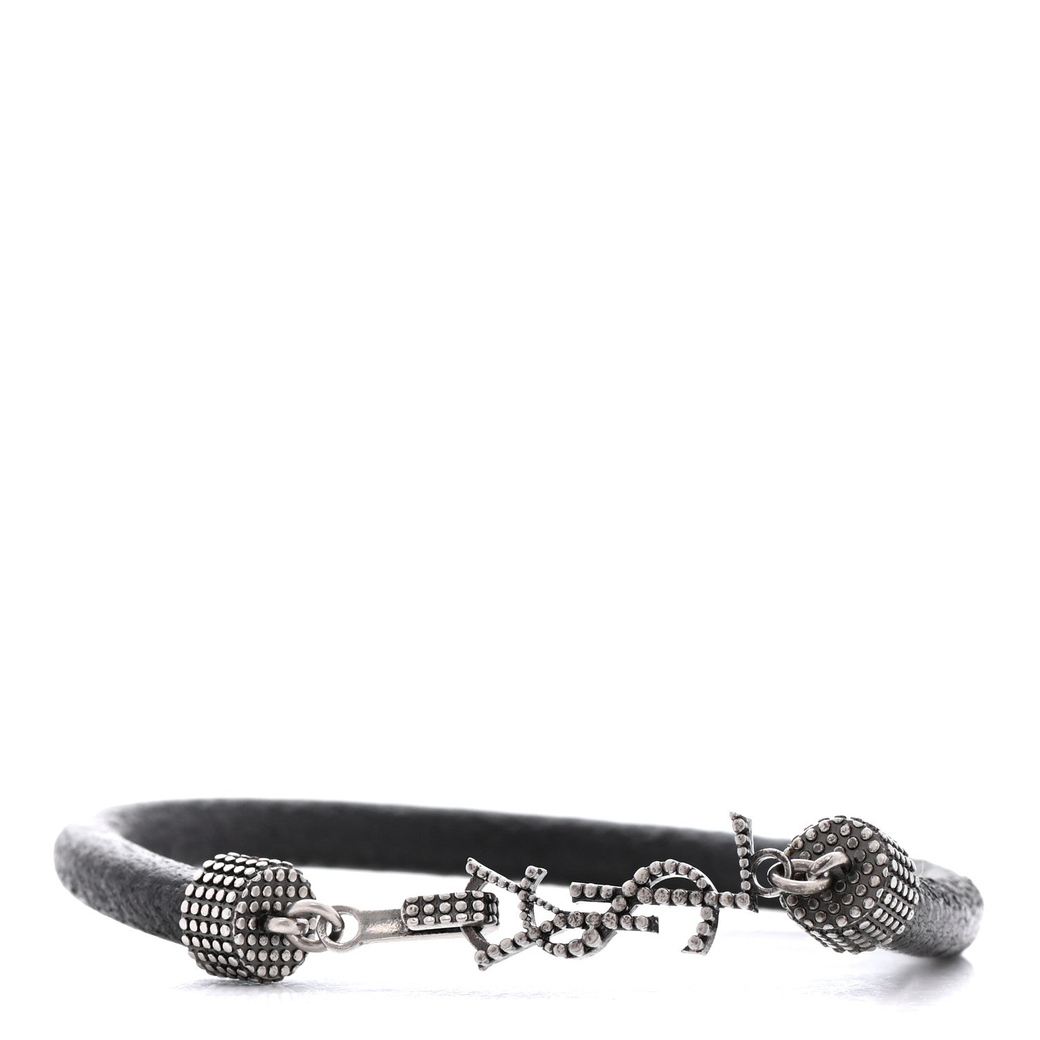 Saint Laurent Crinkled Calfskin Opyum Bracelet Black 1 of 4
