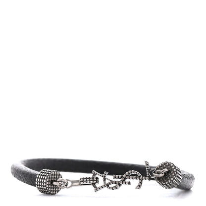 Saint Laurent Crinkled Calfskin Opyum Bracelet Black 1 of 4