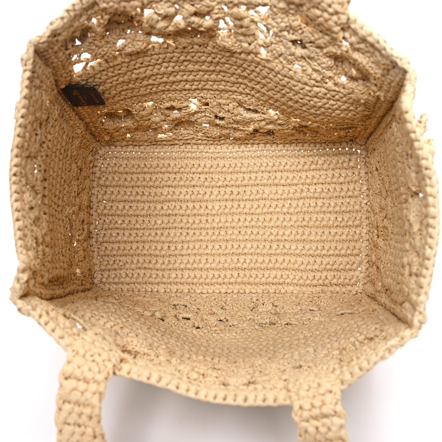 Christian Dior Woven Raffia Floral Embellished Small Book Tote Natural 6 of 13