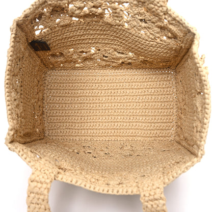 Christian Dior Woven Raffia Floral Embellished Small Book Tote Natural 6 of 13