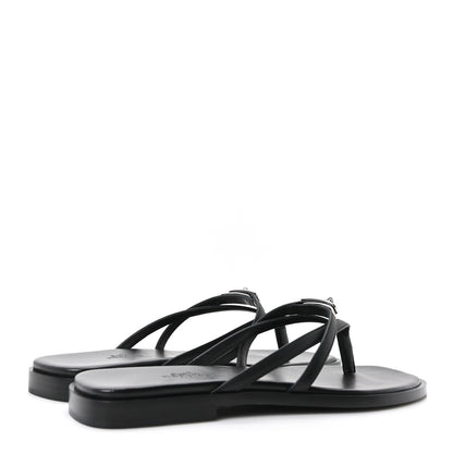 Hermes Calfskin Miss Sandals 37 Black 10 of 17