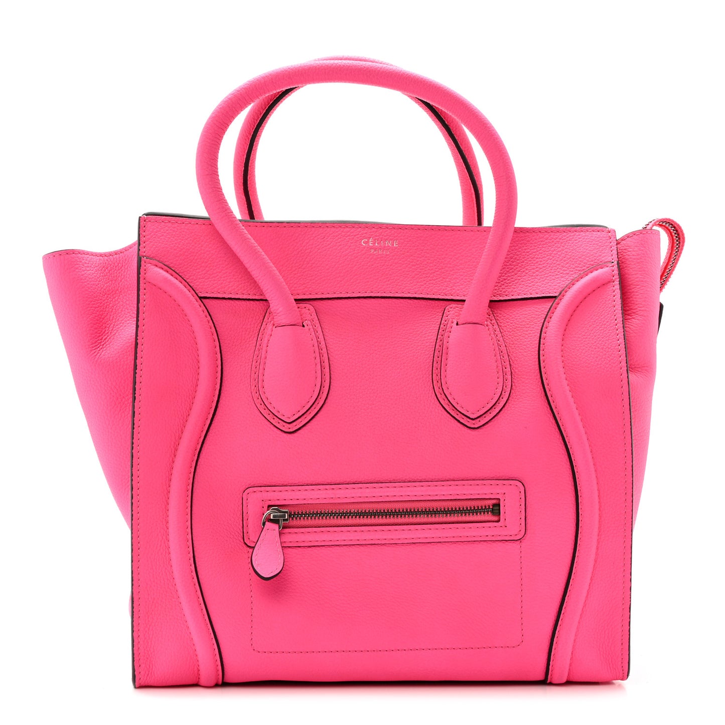 Drummed Calfskin Mini Luggage Fluo Pink
