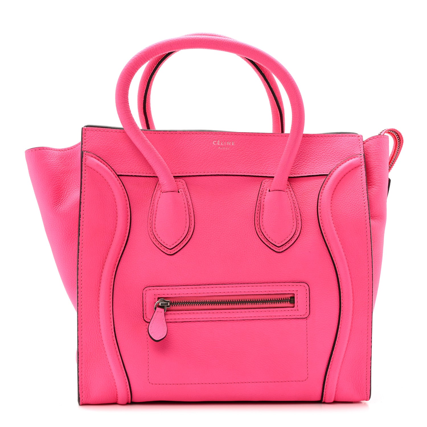 Celine Drummed Calfskin Mini Luggage Fluo Pink 1 of 13