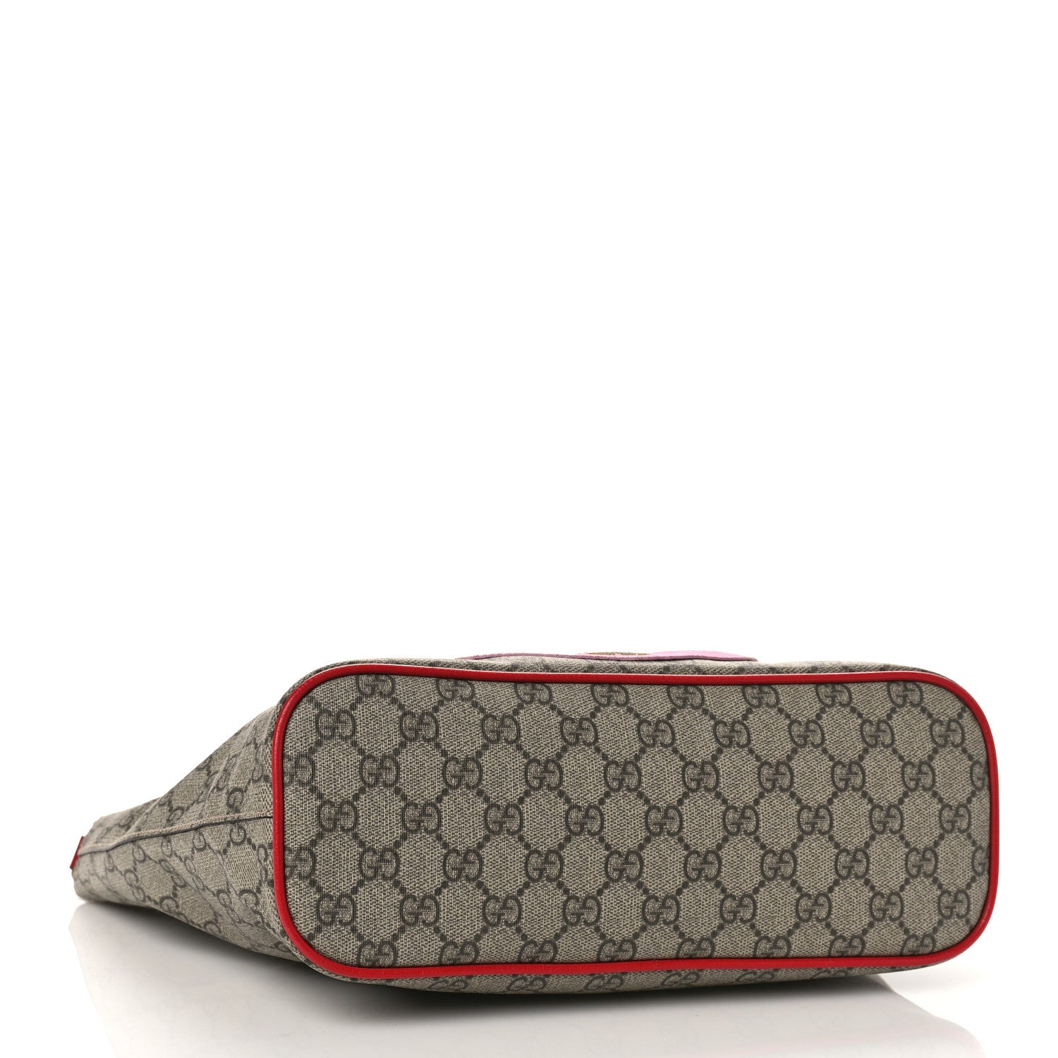 Gucci Soft GG Supreme Monogram Web Bosco Patch Small Crossbody Tote Beige Malva Hibiscus Red 4 of 9