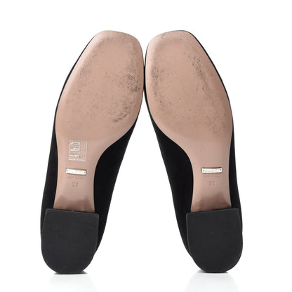 Gucci Suede Crystal Interlocking G Low Heel Pumps 38 Black 5 of 11