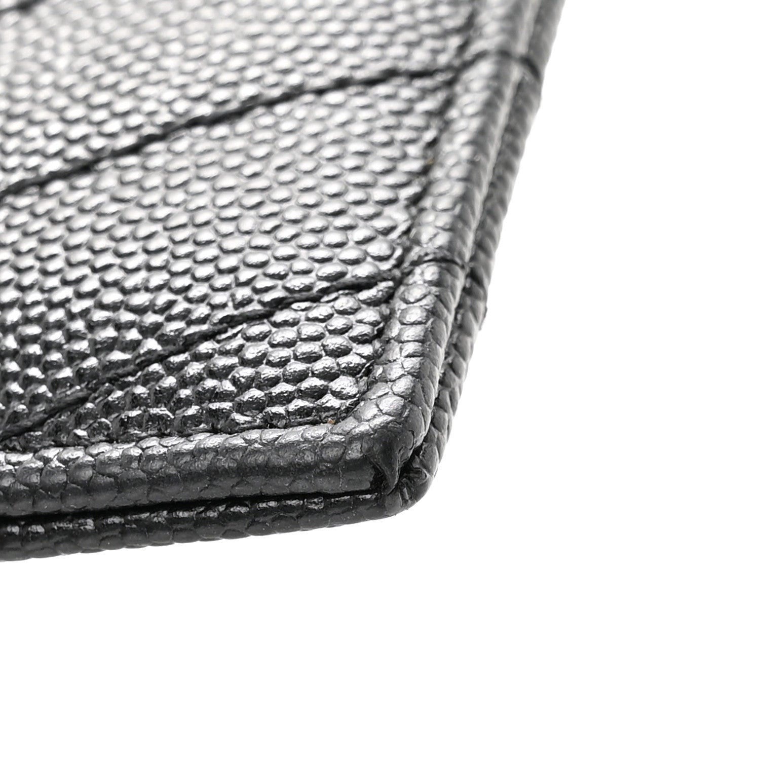 Saint Laurent Grain De Poudre Matelasse Chevron Monochrome Monogram Credit Card Case Black 10 of 10