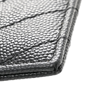 Saint Laurent Grain De Poudre Matelasse Chevron Monochrome Monogram Credit Card Case Black 10 of 10