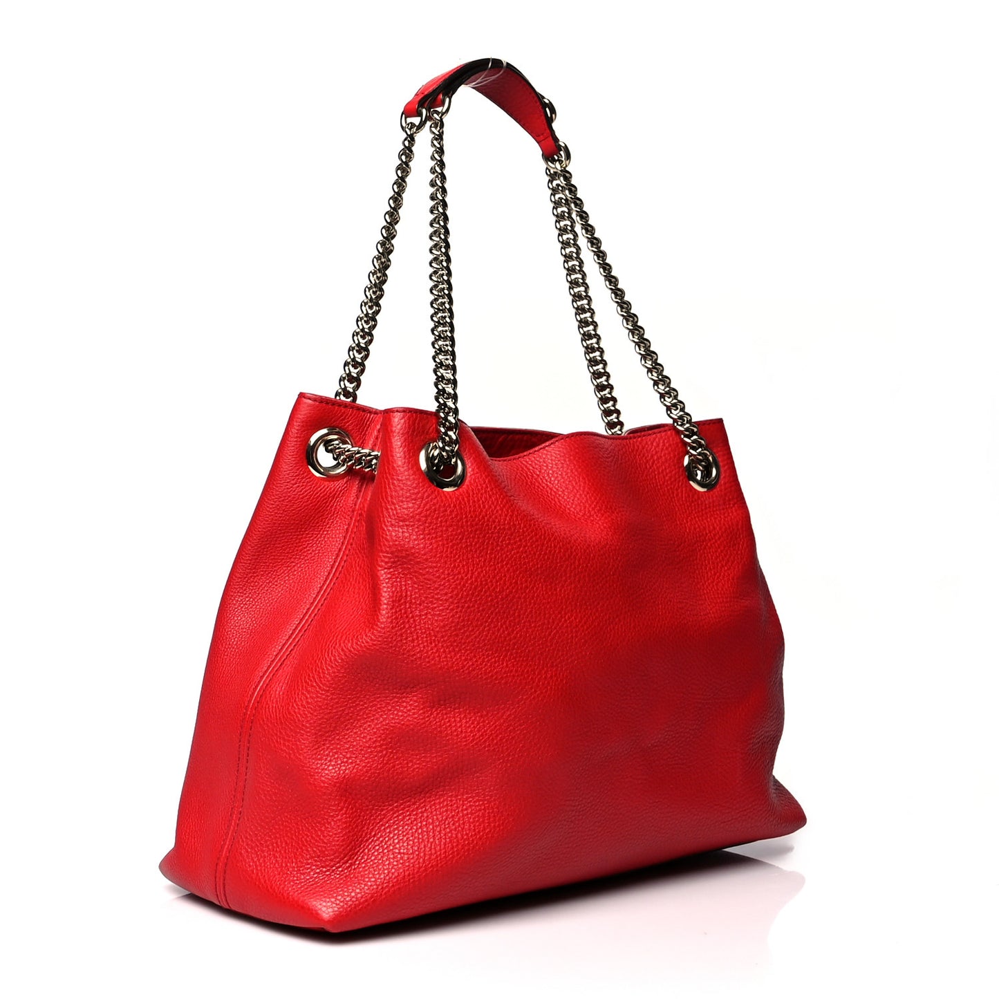 Pebbled Calfskin Medium Soho Chain Shoulder Bag Tabasco Red