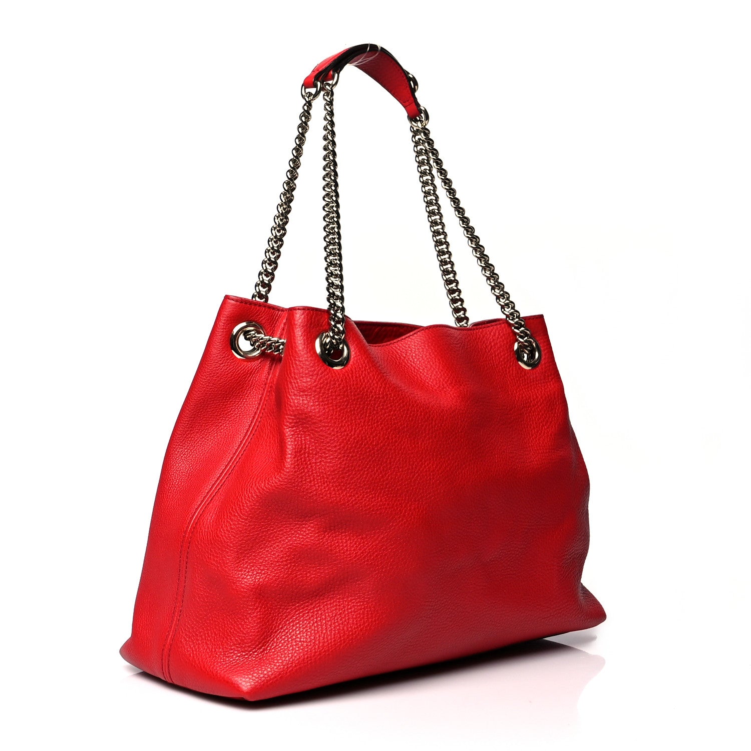 Gucci Pebbled Calfskin Medium Soho Chain Shoulder Bag Tabasco Red 3 of 10