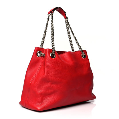 Gucci Pebbled Calfskin Medium Soho Chain Shoulder Bag Tabasco Red 3 of 10