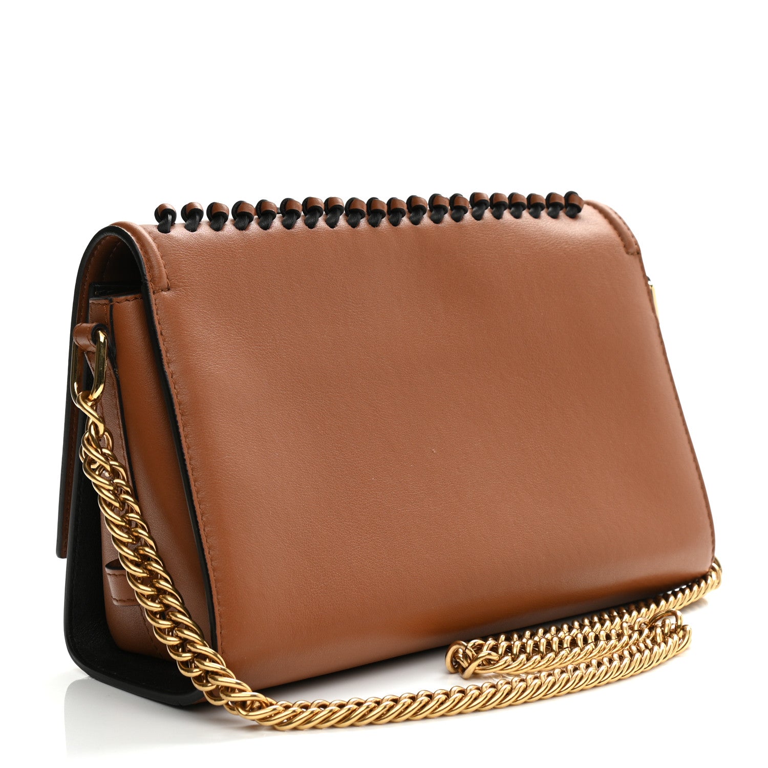 Alexander McQueen Calfskin Braided The Story Shoulder Bag Brown Black 3 of 8