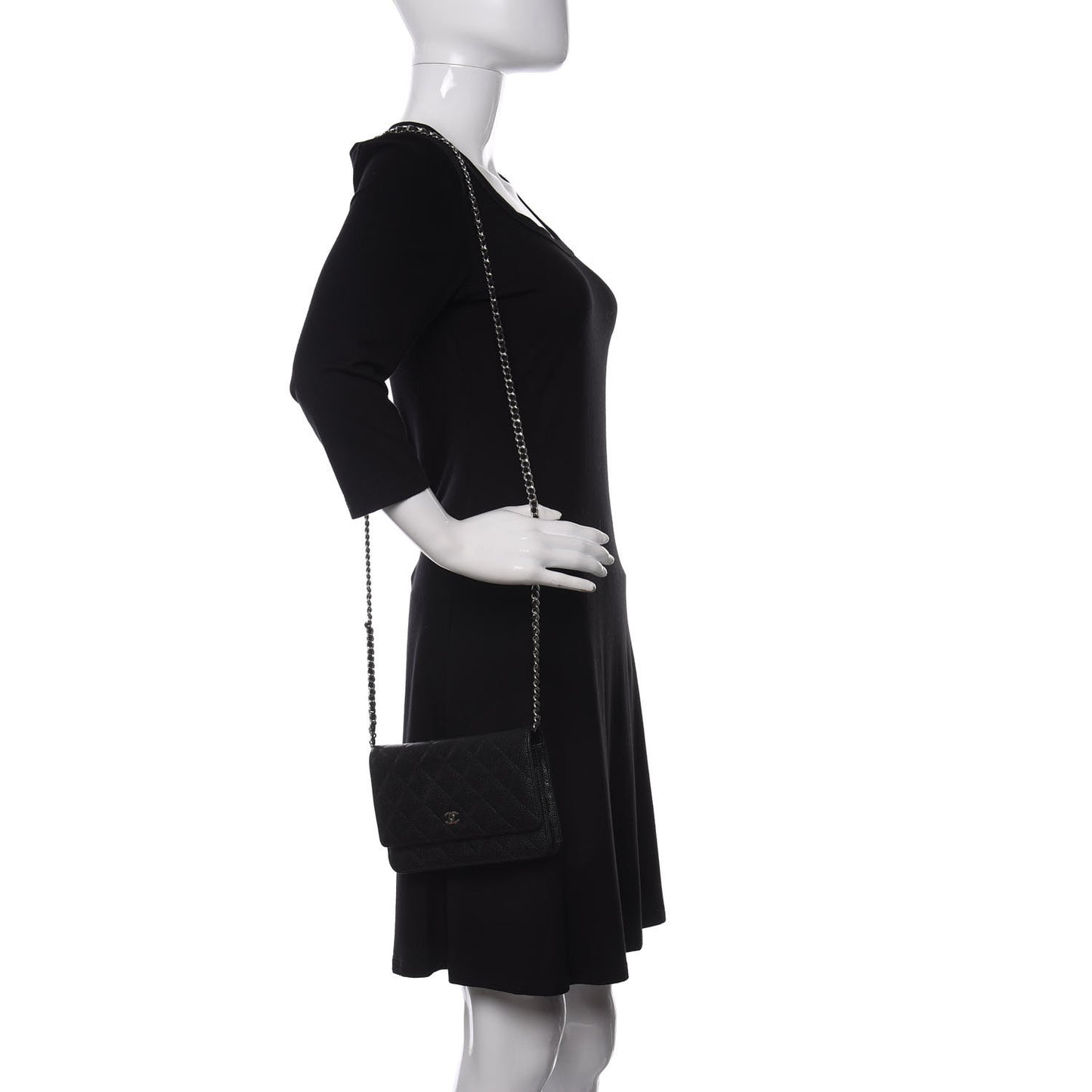 Caviar Quilted Wallet On Chain WOC Black