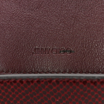 Jimmy Choo Calfskin Lizard Embossed Crystal Cheri Satchel Bordeaux 6 of 8