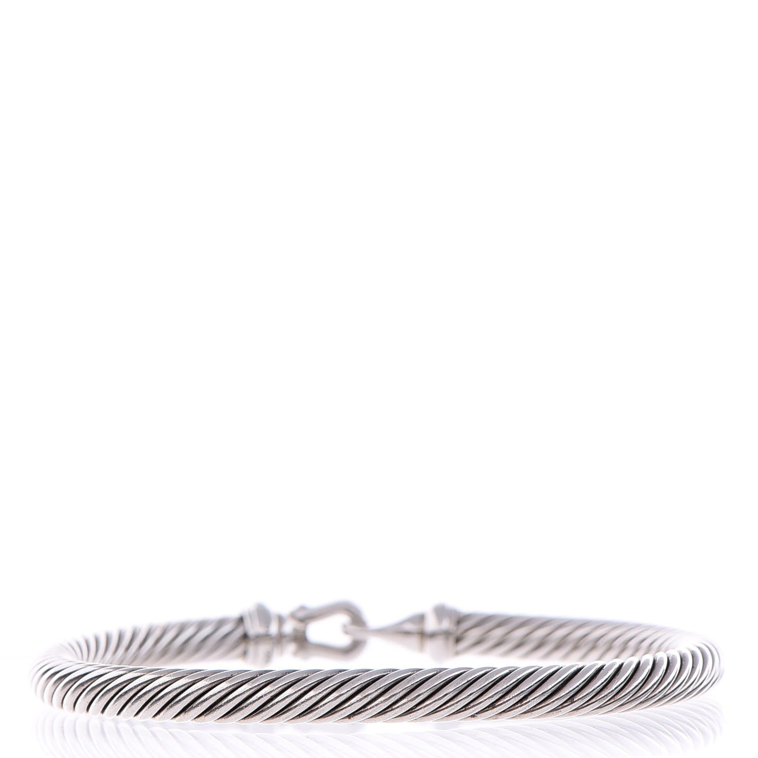 David Yurman Sterling Silver Diamond 5mm Cable Buckle Bracelet 3 of 7