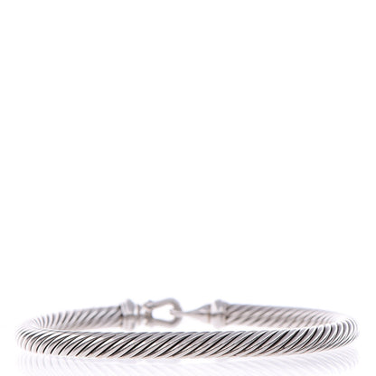 David Yurman Sterling Silver Diamond 5mm Cable Buckle Bracelet 3 of 7