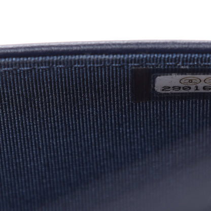 Chanel Caviar Chevron Quilted Boy Wallet On Chain WOC Blue 10 of 12