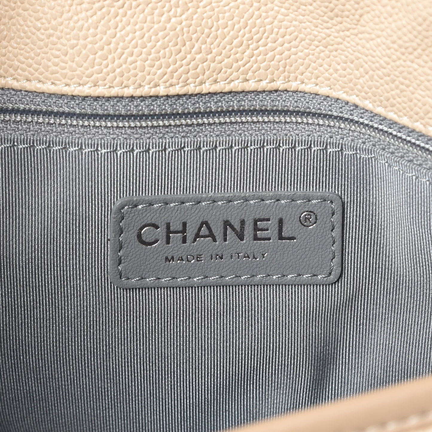 Caviar Quilted Medium French Riviera Flap Beige