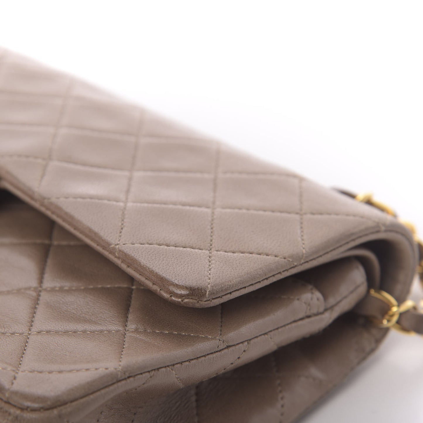 Lambskin Quilted Small Double Flap Beige