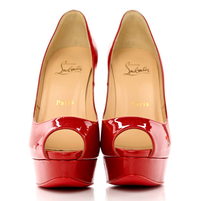 Christian Louboutin Patent Loubitag Fetish Peep 150 Pumps 37.5 Red 2 of 7