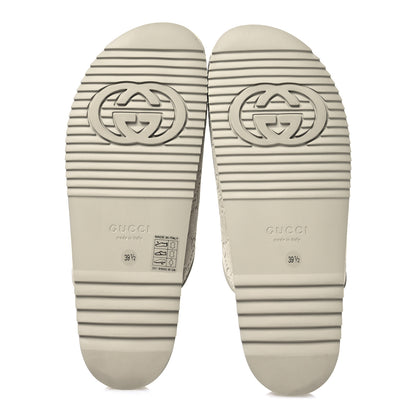 Gucci Luxury Suede Guccissima Miro Soft Womens Horsebit Slippers 39.5 Oatmeal 6 of 9