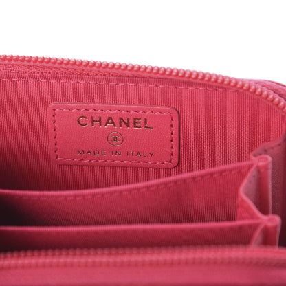 Chanel Lambskin Quilted Boy Zip Around Coin Purse Wallet Fuchsia 5 of 6