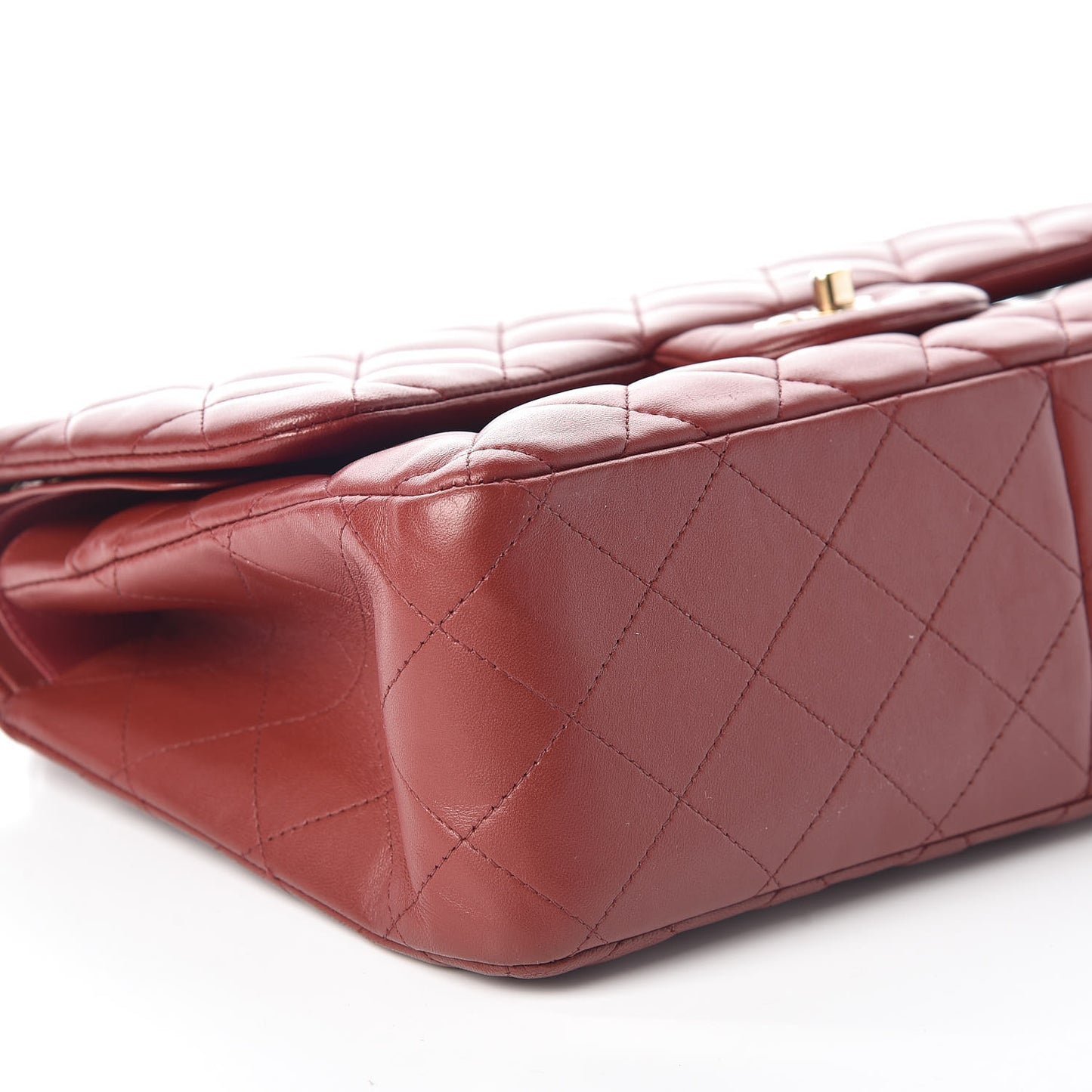 Lambskin Quilted Jumbo Double Flap Burgundy